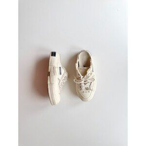 xVESSEL G.O.P. White Frayed Canvas "Peace By Piece" Slip On Sneakers, Size 37